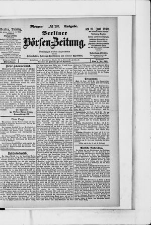 Berliner Börsen-Zeitung vom 21.06.1910