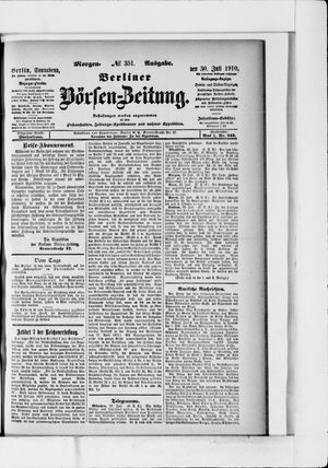 Berliner Börsen-Zeitung vom 30.07.1910