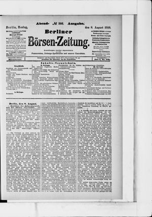 Berliner Börsen-Zeitung vom 08.08.1910