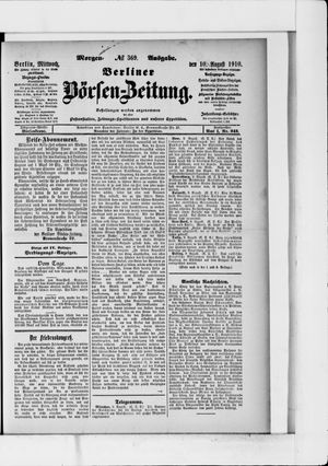 Berliner Börsen-Zeitung vom 10.08.1910