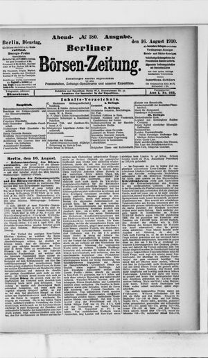 Berliner Börsen-Zeitung vom 16.08.1910