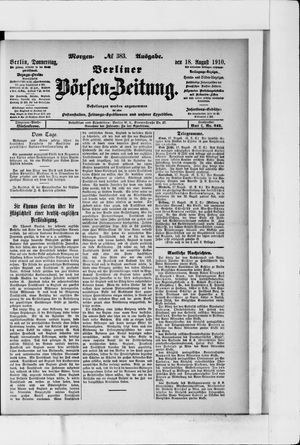 Berliner Börsen-Zeitung vom 18.08.1910