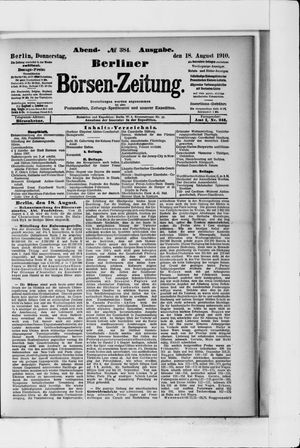 Berliner Börsen-Zeitung vom 18.08.1910