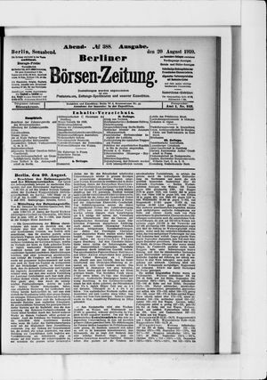 Berliner Börsen-Zeitung vom 20.08.1910