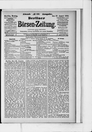Berliner Börsen-Zeitung vom 22.08.1910