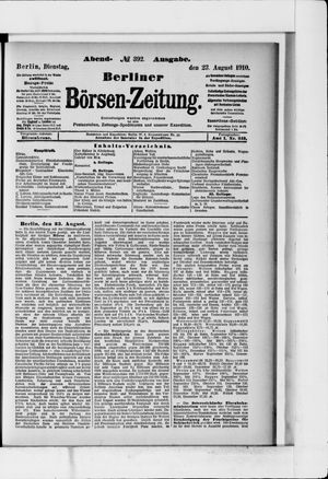 Berliner Börsen-Zeitung vom 23.08.1910