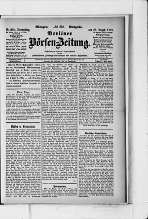 Berliner Börsen-Zeitung vom 25.08.1910