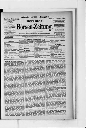 Berliner Börsen-Zeitung vom 25.08.1910