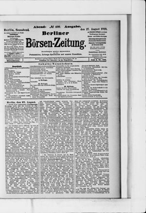 Berliner Börsen-Zeitung on Aug 27, 1910