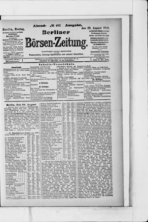 Berliner Börsen-Zeitung vom 29.08.1910