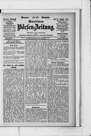 Berliner Börsen-Zeitung vom 31.08.1910
