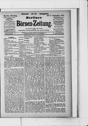 Berliner Börsen-Zeitung on Sep 6, 1910