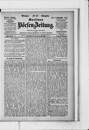 Berliner Börsen-Zeitung vom 09.09.1910