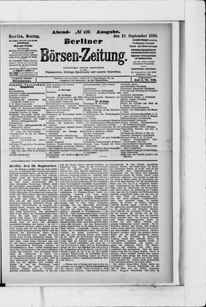 Berliner Börsen-Zeitung vom 12.09.1910