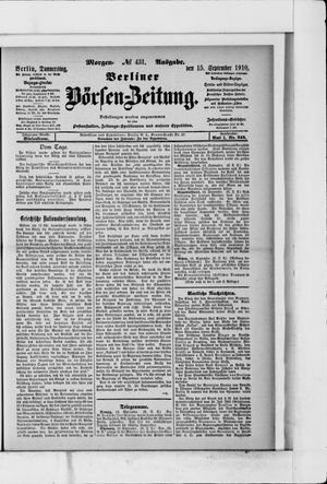 Berliner Börsen-Zeitung vom 15.09.1910