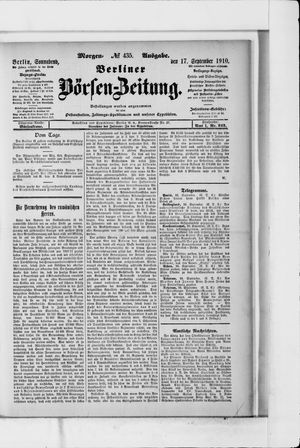 Berliner Börsen-Zeitung vom 17.09.1910
