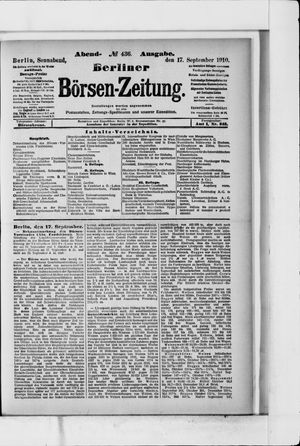 Berliner Börsen-Zeitung vom 17.09.1910
