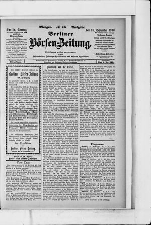 Berliner Börsen-Zeitung vom 18.09.1910