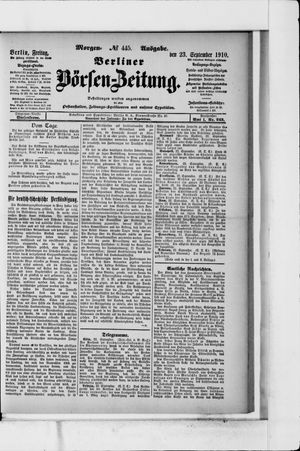 Berliner Börsen-Zeitung vom 23.09.1910