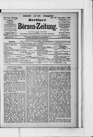 Berliner Börsen-Zeitung vom 23.09.1910