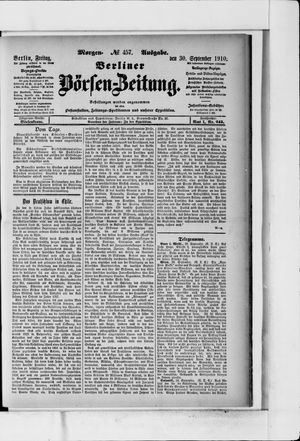 Berliner Börsen-Zeitung vom 30.09.1910