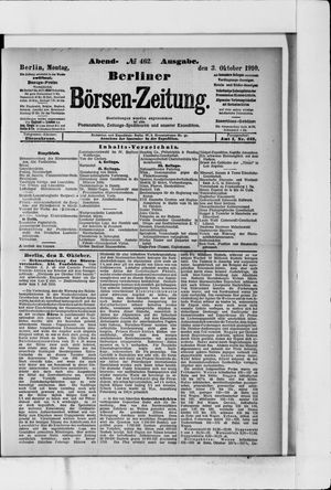 Berliner Börsen-Zeitung vom 03.10.1910