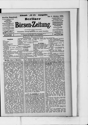 Berliner Börsen-Zeitung vom 08.10.1910