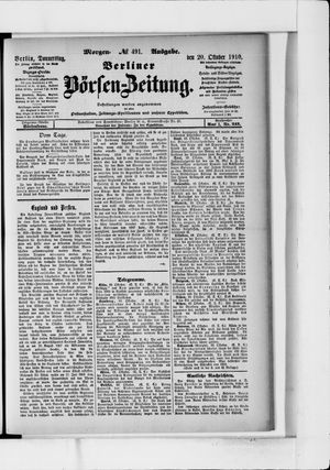 Berliner Börsen-Zeitung vom 20.10.1910