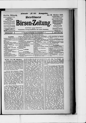 Berliner Börsen-Zeitung vom 26.10.1910
