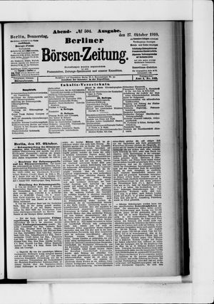 Berliner Börsen-Zeitung vom 27.10.1910