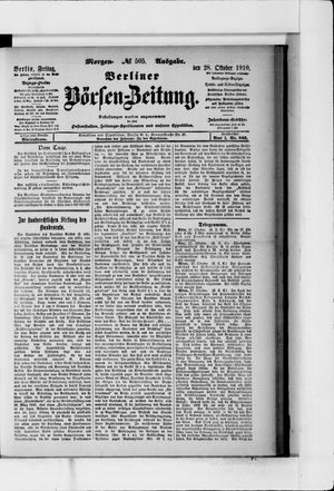 Berliner Börsen-Zeitung vom 28.10.1910