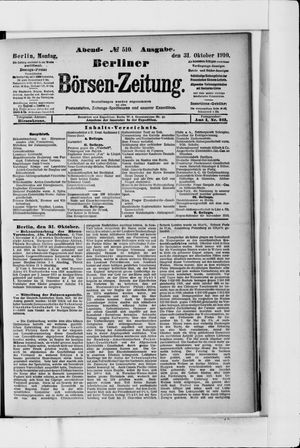 Berliner Börsen-Zeitung vom 31.10.1910