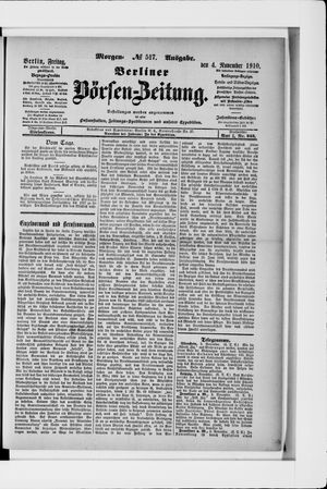 Berliner Börsen-Zeitung vom 04.11.1910