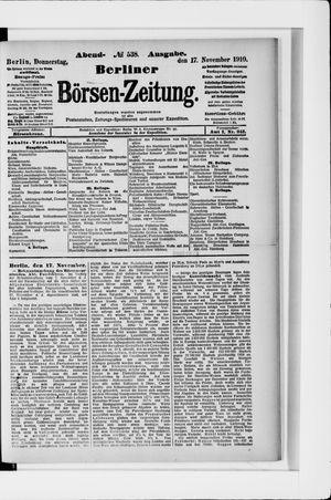 Berliner Börsen-Zeitung vom 17.11.1910