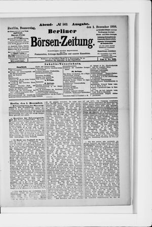 Berliner Börsen-Zeitung vom 01.12.1910