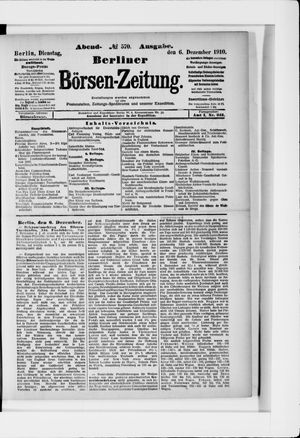Berliner Börsen-Zeitung vom 06.12.1910