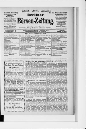 Berliner Börsen-Zeitung vom 27.12.1910