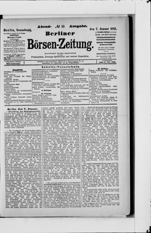 Berliner Börsen-Zeitung vom 07.01.1911