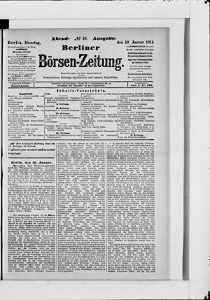 Berliner Börsen-Zeitung vom 10.01.1911