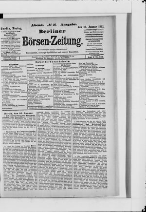 Berliner Börsen-Zeitung vom 16.01.1911