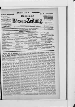 Berliner Börsen-Zeitung on Jan 21, 1911