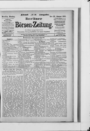 Berliner Börsen-Zeitung vom 23.01.1911
