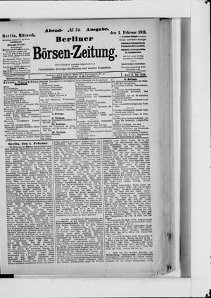 Berliner Börsen-Zeitung on Feb 1, 1911