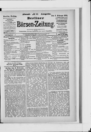 Berliner Börsen-Zeitung vom 03.02.1911
