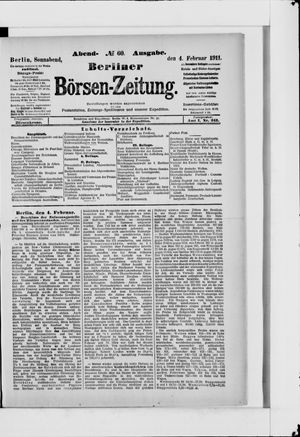 Berliner Börsen-Zeitung vom 04.02.1911