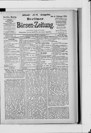 Berliner Börsen-Zeitung vom 06.02.1911