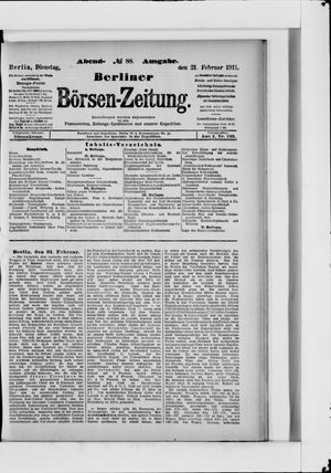 Berliner Börsen-Zeitung vom 21.02.1911