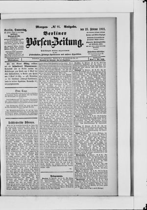 Berliner Börsen-Zeitung vom 23.02.1911