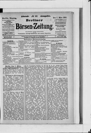Berliner Börsen-Zeitung vom 07.03.1911