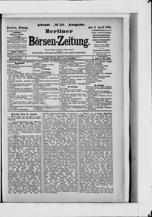 Berliner Börsen-Zeitung vom 03.04.1911
